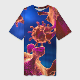 Платье-футболка 3D с принтом Бактерия в Курске,  |  | биология | вирус | медицина | микроб