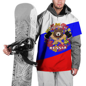 Накидка на куртку 3D с принтом Добро пожаловать в Россию в Курске, 100% полиэстер |  | russia | welcome | медведь | россия | хохлома
