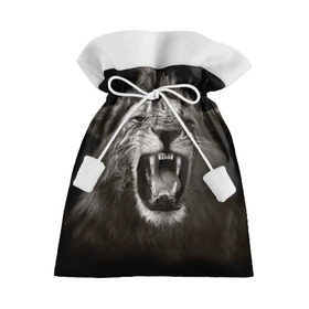 Подарочный 3D мешок с принтом Разъярённый лев в Курске, 100% полиэстер | Размер: 29*39 см | власть | дикая кошка | животное | король джунглей | лев | львица | мощь | мудрость | охотник | сила | хитрость | хищник | царь зверей