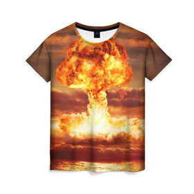 Женская футболка 3D с принтом Атомный взрыв в Курске, 100% полиэфир ( синтетическое хлопкоподобное полотно) | прямой крой, круглый вырез горловины, длина до линии бедер | агрессия | атомный взрыв | водородная бомба | вспышка | гриб | огонь | пламя | ударная волна | уничтожение | урон | ядерный удар