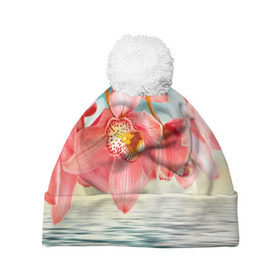 Шапка 3D c помпоном с принтом Цветы над водой в Курске, 100% полиэстер | универсальный размер, печать по всей поверхности изделия | букет | вода | душистый аромат | озеро | приятный запах | пруд | растение | цветок | цветы
