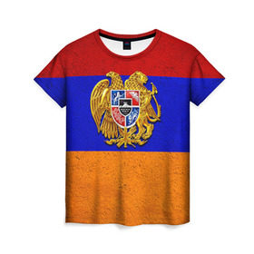 Женская футболка 3D с принтом Армения в Курске, 100% полиэфир ( синтетическое хлопкоподобное полотно) | прямой крой, круглый вырез горловины, длина до линии бедер | армения | армянин | армянский | национальный | нация | флаг | флаги