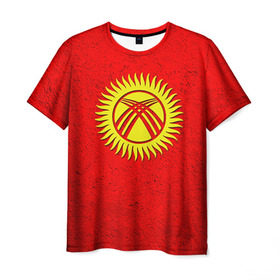 Мужская футболка 3D с принтом Киргизия в Курске, 100% полиэфир | прямой крой, круглый вырез горловины, длина до линии бедер | Тематика изображения на принте: киргиз | киргизия | киргизский | кыргызстан | национальный | нация | флаг | флаги