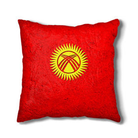 Подушка 3D с принтом Киргизия в Курске, наволочка – 100% полиэстер, наполнитель – холлофайбер (легкий наполнитель, не вызывает аллергию). | состоит из подушки и наволочки. Наволочка на молнии, легко снимается для стирки | киргиз | киргизия | киргизский | кыргызстан | национальный | нация | флаг | флаги