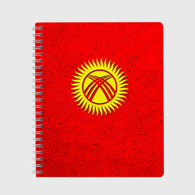 Тетрадь с принтом Киргизия в Курске, 100% бумага | 48 листов, плотность листов — 60 г/м2, плотность картонной обложки — 250 г/м2. Листы скреплены сбоку удобной пружинной спиралью. Уголки страниц и обложки скругленные. Цвет линий — светло-серый
 | киргиз | киргизия | киргизский | кыргызстан | национальный | нация | флаг | флаги