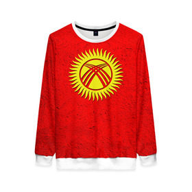 Женский свитшот 3D с принтом Киргизия в Курске, 100% полиэстер с мягким внутренним слоем | круглый вырез горловины, мягкая резинка на манжетах и поясе, свободная посадка по фигуре | киргиз | киргизия | киргизский | кыргызстан | национальный | нация | флаг | флаги