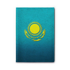 Обложка для автодокументов с принтом Флаг Казахстана в Курске, натуральная кожа |  размер 19,9*13 см; внутри 4 больших “конверта” для документов и один маленький отдел — туда идеально встанут права | казах | казахский | казахстан | национальный | нация | республика | рк | флаг | флаги