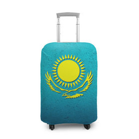 Чехол для чемодана 3D с принтом Флаг Казахстана в Курске, 86% полиэфир, 14% спандекс | двустороннее нанесение принта, прорези для ручек и колес | Тематика изображения на принте: казах | казахский | казахстан | национальный | нация | республика | рк | флаг | флаги