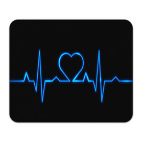 Коврик прямоугольный с принтом Ритм сердца в Курске, натуральный каучук | размер 230 х 185 мм; запечатка лицевой стороны | ритм | сердце | синяя | черная | электро