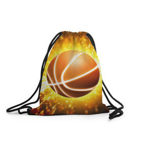 Рюкзак-мешок 3D с принтом Баскетбольный мяч в Курске, 100% полиэстер | плотность ткани — 200 г/м2, размер — 35 х 45 см; лямки — толстые шнурки, застежка на шнуровке, без карманов и подкладки | взрыв | искры | огонь | пламя