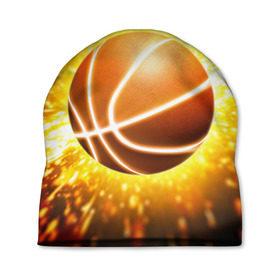 Шапка 3D с принтом Баскетбольный мяч в Курске, 100% полиэстер | универсальный размер, печать по всей поверхности изделия | взрыв | искры | огонь | пламя
