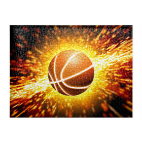 Обложка для студенческого билета с принтом Баскетбольный мяч в Курске, натуральная кожа | Размер: 11*8 см; Печать на всей внешней стороне | Тематика изображения на принте: взрыв | искры | огонь | пламя