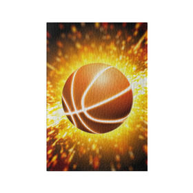 Обложка для паспорта матовая кожа с принтом Баскетбольный мяч в Курске, натуральная матовая кожа | размер 19,3 х 13,7 см; прозрачные пластиковые крепления | взрыв | искры | огонь | пламя