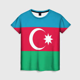 Женская футболка 3D с принтом Азербайджан в Курске, 100% полиэфир ( синтетическое хлопкоподобное полотно) | прямой крой, круглый вырез горловины, длина до линии бедер | страна | флаг