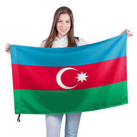 Флаг 3D с принтом Азербайджан в Курске, 100% полиэстер | плотность ткани — 95 г/м2, размер — 67 х 109 см. Принт наносится с одной стороны | страна | флаг