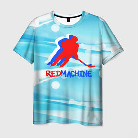 Мужская футболка 3D с принтом Red machine (триколор) в Курске, 100% полиэфир | прямой крой, круглый вырез горловины, длина до линии бедер | red machine | красная машина | сборная россии | хоккей