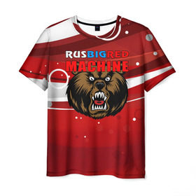 Мужская футболка 3D с принтом Rus big red maсhine в Курске, 100% полиэфир | прямой крой, круглый вырез горловины, длина до линии бедер | red maсhine | красная машина | сборная россии | хоккей