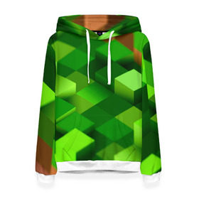 Женская толстовка 3D с принтом Minecraft в Курске, 100% полиэстер  | двухслойный капюшон со шнурком для регулировки, мягкие манжеты на рукавах и по низу толстовки, спереди карман-кенгуру с мягким внутренним слоем. | green | зеленый