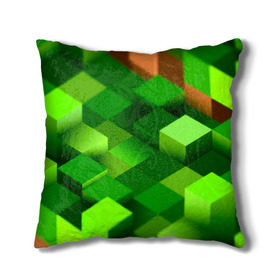 Подушка 3D с принтом Minecraft в Курске, наволочка – 100% полиэстер, наполнитель – холлофайбер (легкий наполнитель, не вызывает аллергию). | состоит из подушки и наволочки. Наволочка на молнии, легко снимается для стирки | green | зеленый