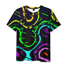 Мужская футболка 3D с принтом Арт метрика в Курске, 100% полиэфир | прямой крой, круглый вырез горловины, длина до линии бедер | крги на воде | разводы | разноцветный | яркий