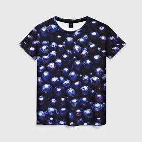 Женская футболка 3D с принтом Смородина в Курске, 100% полиэфир ( синтетическое хлопкоподобное полотно) | прямой крой, круглый вырез горловины, длина до линии бедер | фиолетовый | ягода