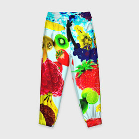Детские брюки 3D с принтом Коктейль в Курске, 100% полиэстер | манжеты по низу, эластичный пояс регулируется шнурком, по бокам два кармана без застежек, внутренняя часть кармана из мелкой сетки | лето | фрукты | цветной | ягоды | яркий