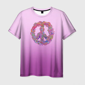 Мужская футболка 3D с принтом Хиппи 1 в Курске, 100% полиэфир | прямой крой, круглый вырез горловины, длина до линии бедер | hippie | peace | пацифик | хиппи