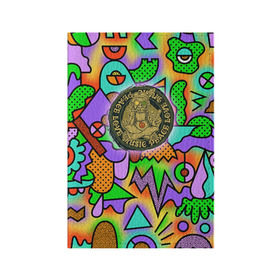 Обложка для паспорта матовая кожа с принтом Хиппи 3 в Курске, натуральная матовая кожа | размер 19,3 х 13,7 см; прозрачные пластиковые крепления | Тематика изображения на принте: hippie | peace | пацифик | хиппи