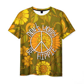 Мужская футболка 3D с принтом Хиппи 4 в Курске, 100% полиэфир | прямой крой, круглый вырез горловины, длина до линии бедер | Тематика изображения на принте: hippie | peace | пацифик | хиппи