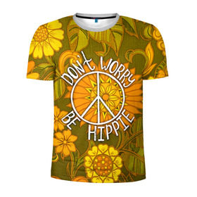 Мужская футболка 3D спортивная с принтом Хиппи 4 в Курске, 100% полиэстер с улучшенными характеристиками | приталенный силуэт, круглая горловина, широкие плечи, сужается к линии бедра | Тематика изображения на принте: hippie | peace | пацифик | хиппи