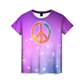 Женская футболка 3D с принтом Хиппи 8 в Курске, 100% полиэфир ( синтетическое хлопкоподобное полотно) | прямой крой, круглый вырез горловины, длина до линии бедер | hippie | peace | пацифик | хиппи