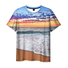 Мужская футболка 3D с принтом Красивый закат в Курске, 100% полиэфир | прямой крой, круглый вырез горловины, длина до линии бедер | sunrise | sunset | волна | жара | закат | зной | красота | лето | море | океан | отдых | пена | песок | пляж | прибой | прилив | природа | рассвет | солнце