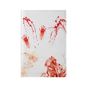 Обложка для паспорта матовая кожа с принтом Порезался в Курске, натуральная матовая кожа | размер 19,3 х 13,7 см; прозрачные пластиковые крепления | кровь | мясо | разводы | следы