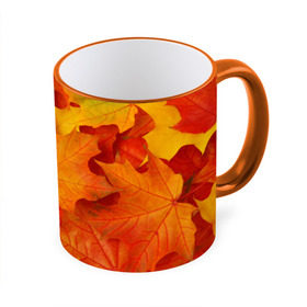 Кружка 3D с принтом Кленовые листья в Курске, керамика | ёмкость 330 мл | Тематика изображения на принте: дары осени | жёлтый | золотой | клён | краски | красный | красота | листва | листья | наряд | оранжевый | осень | покров | природа