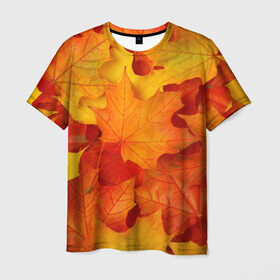 Мужская футболка 3D с принтом Кленовые листья в Курске, 100% полиэфир | прямой крой, круглый вырез горловины, длина до линии бедер | дары осени | жёлтый | золотой | клён | краски | красный | красота | листва | листья | наряд | оранжевый | осень | покров | природа