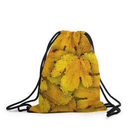 Рюкзак-мешок 3D с принтом Жёлтые листья в Курске, 100% полиэстер | плотность ткани — 200 г/м2, размер — 35 х 45 см; лямки — толстые шнурки, застежка на шнуровке, без карманов и подкладки | жёлтый | золотой | клён | красота | листва | листья | наряд | осень | осина | покров | природа