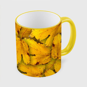 Кружка 3D с принтом Жёлтые листья в Курске, керамика | ёмкость 330 мл | жёлтый | золотой | клён | красота | листва | листья | наряд | осень | осина | покров | природа