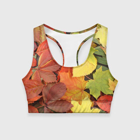 Женский спортивный топ 3D с принтом Осенние листья в Курске, 82% полиэстер, 18% спандекс Ткань безопасна для здоровья, позволяет коже дышать, не мнется и не растягивается |  | жёлтый | красный | листва | оранжевый | осень