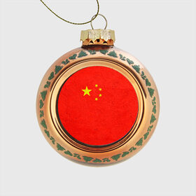 Стеклянный ёлочный шар с принтом Китай в Курске, Стекло | Диаметр: 80 мм | Тематика изображения на принте: china | country | государство | китай | кнр | страна | флаг | флаги
