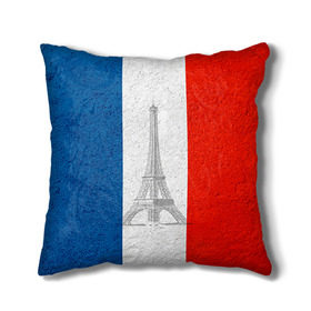 Подушка 3D с принтом Франция в Курске, наволочка – 100% полиэстер, наполнитель – холлофайбер (легкий наполнитель, не вызывает аллергию). | состоит из подушки и наволочки. Наволочка на молнии, легко снимается для стирки | country | france | государство | страна | флаг | флаги | франция