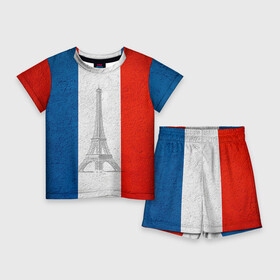 Детский костюм с шортами 3D с принтом Франция в Курске,  |  | country | france | государство | страна | флаг | флаги | франция