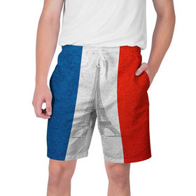 Мужские шорты 3D с принтом Франция в Курске,  полиэстер 100% | прямой крой, два кармана без застежек по бокам. Мягкая трикотажная резинка на поясе, внутри которой широкие завязки. Длина чуть выше колен | Тематика изображения на принте: country | france | государство | страна | флаг | флаги | франция