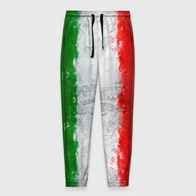 Мужские брюки 3D с принтом Италия в Курске, 100% полиэстер | манжеты по низу, эластичный пояс регулируется шнурком, по бокам два кармана без застежек, внутренняя часть кармана из мелкой сетки | Тематика изображения на принте: country | italy | государство | италия | страна | флаг | флаги