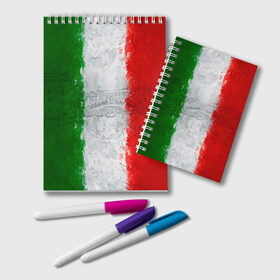 Блокнот с принтом Италия в Курске, 100% бумага | 48 листов, плотность листов — 60 г/м2, плотность картонной обложки — 250 г/м2. Листы скреплены удобной пружинной спиралью. Цвет линий — светло-серый
 | country | italy | государство | италия | страна | флаг | флаги
