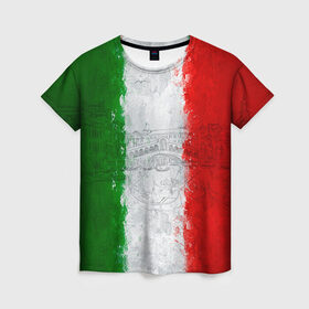 Женская футболка 3D с принтом Италия в Курске, 100% полиэфир ( синтетическое хлопкоподобное полотно) | прямой крой, круглый вырез горловины, длина до линии бедер | country | italy | государство | италия | страна | флаг | флаги
