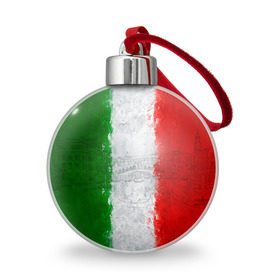 Ёлочный шар с принтом Италия в Курске, Пластик | Диаметр: 77 мм | Тематика изображения на принте: country | italy | государство | италия | страна | флаг | флаги