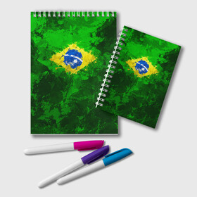 Блокнот с принтом Бразилия в Курске, 100% бумага | 48 листов, плотность листов — 60 г/м2, плотность картонной обложки — 250 г/м2. Листы скреплены удобной пружинной спиралью. Цвет линий — светло-серый
 | brazil | country | бразилия | государство | страна | флаг | флаги