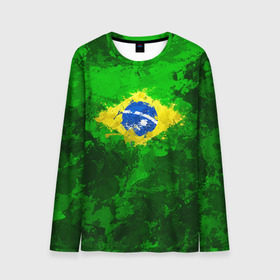 Мужской лонгслив 3D с принтом Бразилия в Курске, 100% полиэстер | длинные рукава, круглый вырез горловины, полуприлегающий силуэт | brazil | country | бразилия | государство | страна | флаг | флаги