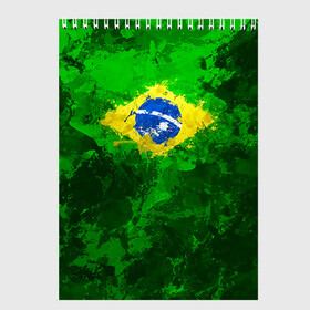 Скетчбук с принтом Бразилия в Курске, 100% бумага
 | 48 листов, плотность листов — 100 г/м2, плотность картонной обложки — 250 г/м2. Листы скреплены сверху удобной пружинной спиралью | brazil | country | бразилия | государство | страна | флаг | флаги