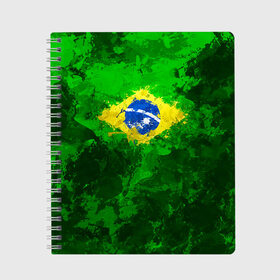 Тетрадь с принтом Бразилия в Курске, 100% бумага | 48 листов, плотность листов — 60 г/м2, плотность картонной обложки — 250 г/м2. Листы скреплены сбоку удобной пружинной спиралью. Уголки страниц и обложки скругленные. Цвет линий — светло-серый
 | brazil | country | бразилия | государство | страна | флаг | флаги